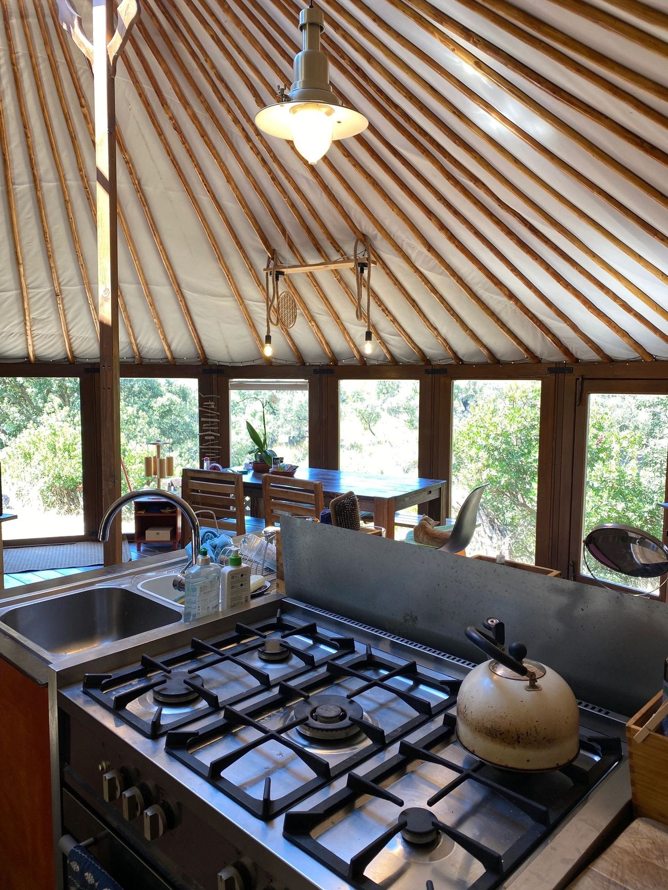Glass wall yurt residence near Aljezur